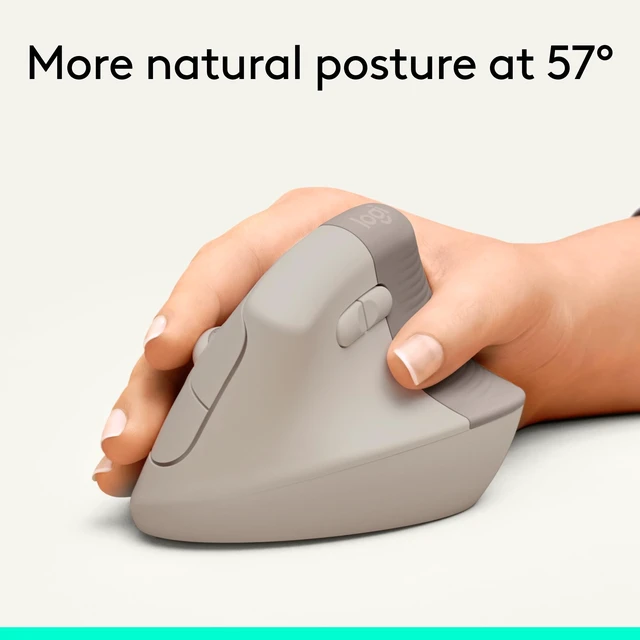 Alt view image 3 of 5 - Logitech Lift Vertical Ergonomic Wireless Mouse - Sand