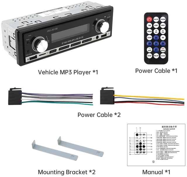 Alt view image 5 of 5 - ePathChina 12V 1 DIN Bluetooth Car Stereo Audio MP3 Player FM Radio, USB Fast Charging, Hands-Free Calling, Supports MP3/EQ/SD/TF/AUX, Dual USB & Remote Control, Not CD DVD Player