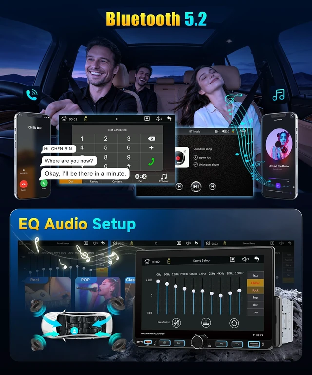Alt view image 5 of 5 - Single DIN Car Stereo with Wireless CarPlay & Android Auto, 7-Inch Touchscreen Car Radio with AM/FM/RDS, Bluetooth 5.0, SWC, Backup Camera, USB-C, Mirror Link