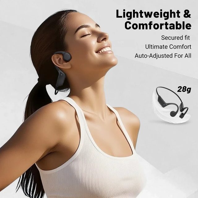 Alt view image 3 of 5 - Gelecek Bone Conduction Headphones, Bluetooth 6.0 Open-Ear Ergonomic Wireless Sports Headphones, IPX5 Waterproof Sweatproof, 10H Playtime for Running, Gym, Training, Fitness