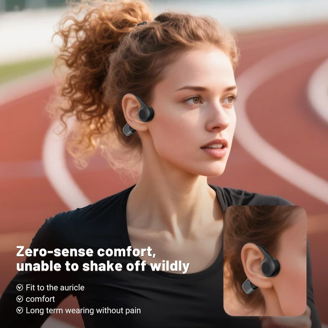 Alt view image 5 of 5 - Gelecek Bone Conduction Headphones, Bluetooth 6.0 Open-Ear Ergonomic Wireless Sports Headphones, IPX5 Waterproof Sweatproof, 10H Playtime for Running, Gym, Training, Fitness