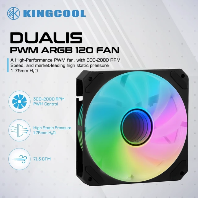 Alt view image 4 of 5 - KINGCOOL DUALIS 120mm Infinity Mirror ARGB Cooling Fan PC Case Fan, 3-Pack