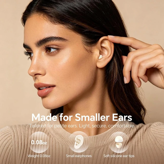 Alt view image 3 of 5 - Xmenha Mini Invisible Small Sleep Earbuds Wireless Bluetooth Ear Buds for Small Ears Women Invisible Hidden Headphones Discreet Smallest Micro Tiny Comfortable Low Profile Earbuds for Work Slee