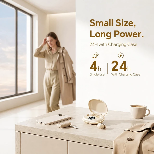 Alt view image 5 of 5 - Xmenha Mini Invisible Small Sleep Earbuds Wireless Bluetooth Ear Buds for Small Ears Women Invisible Hidden Headphones Discreet Smallest Micro Tiny Comfortable Low Profile Earbuds for Work Slee