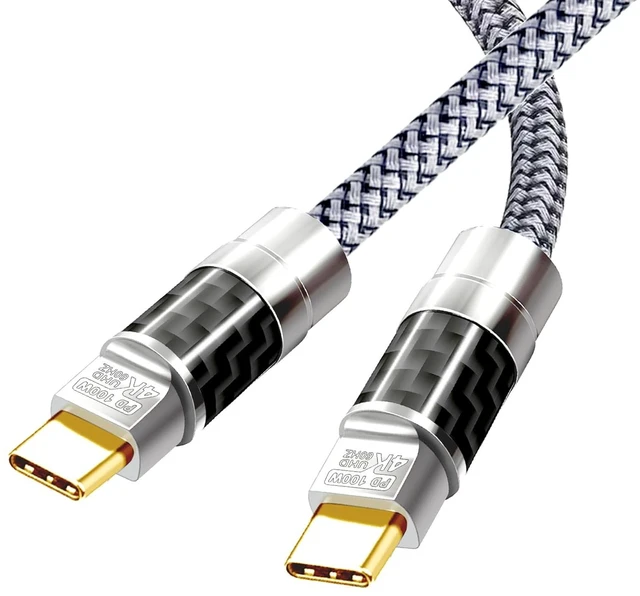 Main image of YOTETION Type C to C 45FT Cable,4K@60Hz 100W Fast Charging - Carbon Fiber Braided, High-Speed Data Transfer for Xreal MacBook Pro iPad Pro iPhone 15 Pro Galaxy S22 Portable Monitor Black