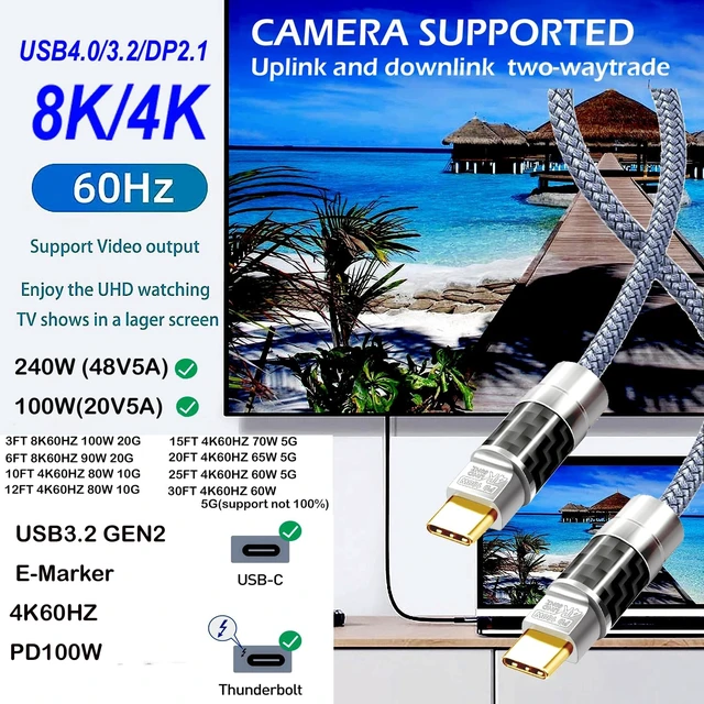 Alt view image 2 of 5 - YOTETION Type C to C 45FT Cable,4K@60Hz 100W Fast Charging - Carbon Fiber Braided, High-Speed Data Transfer for Xreal MacBook Pro iPad Pro iPhone 15 Pro Galaxy S22 Portable Monitor Black