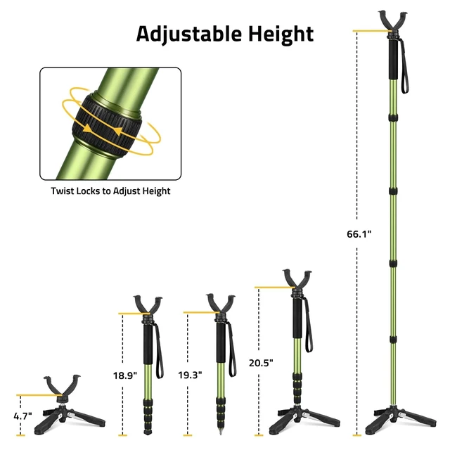 Alt view image 4 of 5 - CVLIFE Hunting Monopod Shooting Stick Tripod Gun Rifle Crossbow Rest