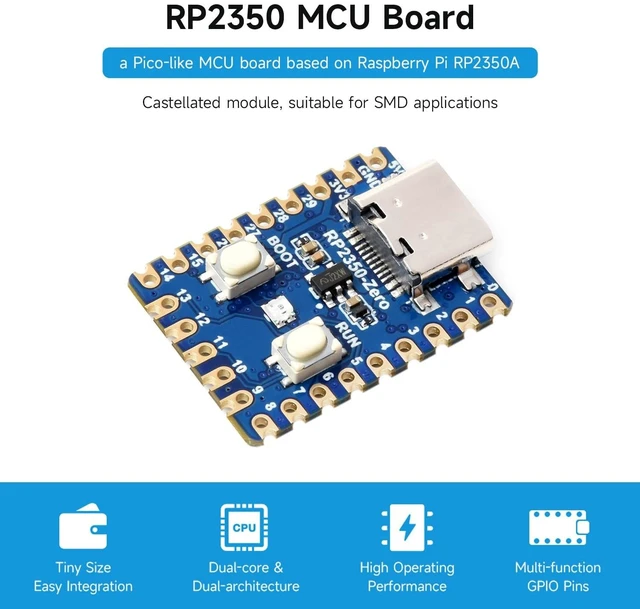 Alt view image 3 of 5 - Waveshare 5PCS RP2350-Zero Mini Development Board, Raspberry Pi Microcontroller Development Board, Based On Raspberry Pi Dual-core & Dual-Architecture Microcontroller
