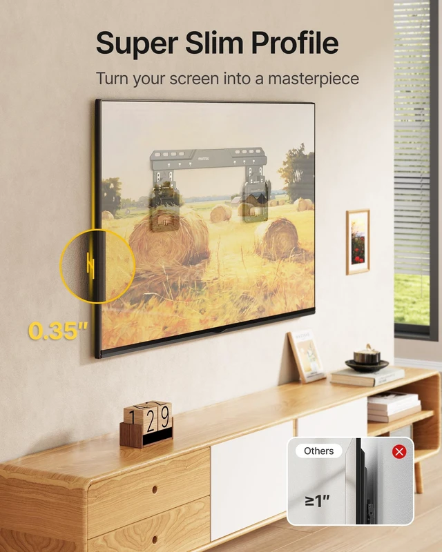 Alt view image 2 of 5 - monTEK 0.35'' Ultra Slim TV Wall Mount for 32-75 Inch Flat & Frame TVs