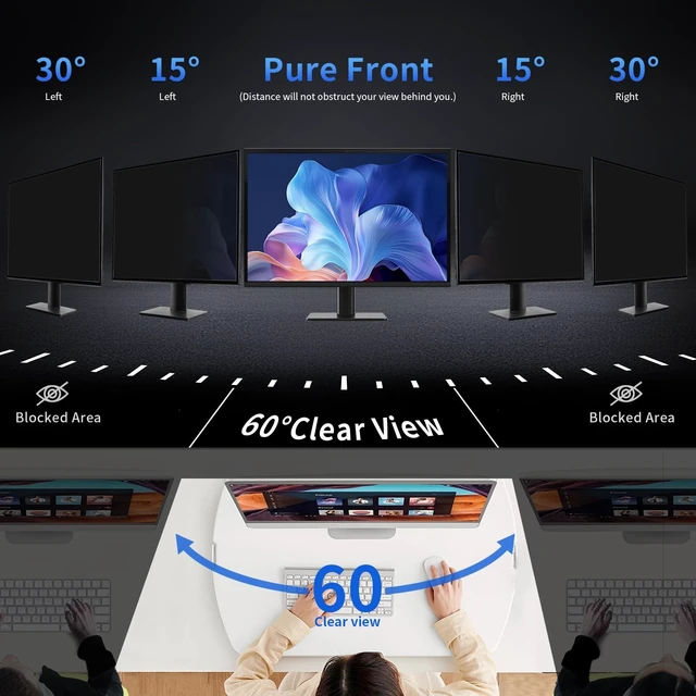 Alt view image 2 of 5 - DEJIMAX 2 Pack 22 Inch Privacy Screen Filter for 16:10 Curved and Flat
