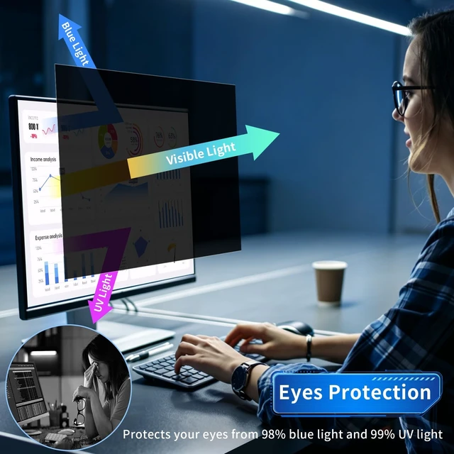 Alt view image 5 of 5 - DEJIMAX 2 Pack 22 Inch Privacy Screen Filter for 16:10 Curved and Flat