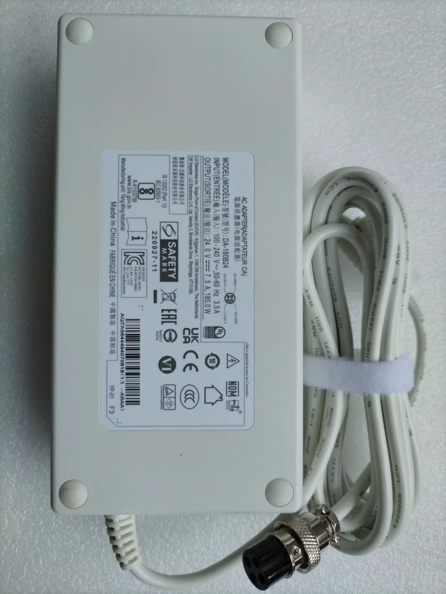 Main image of XTQ ac adaper 24V 7.5A 180W DA-180B24 Compatible with Lg 32HL714S-W 4K IPS Surgical 31HN713D-B PACS + Black Power Coble