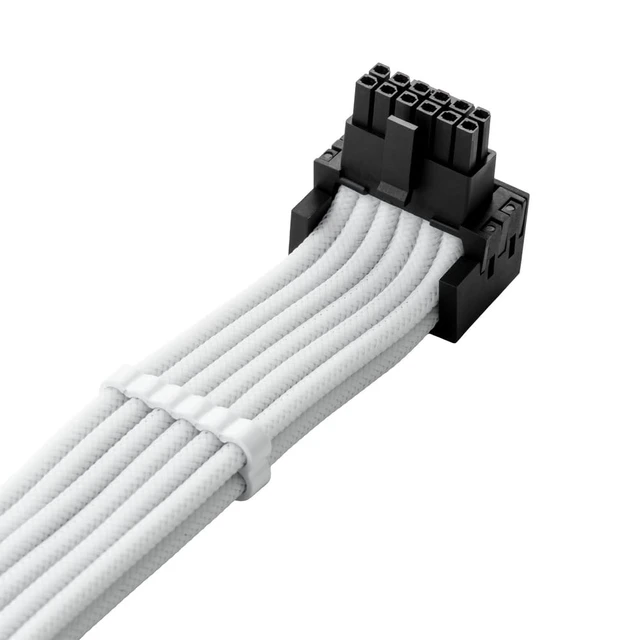 Alt view image 2 of 3 - CableMod RT-Series Pro ModMesh Sleeved 12VHPWR 90 StealthSense PCI-e Cable for ASUS/Seasonic/Phanteks - Variant B (White, 16-pin to Dual 8-pin, 60cm)
