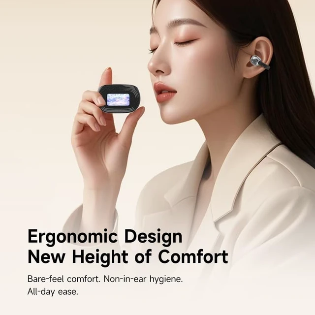 Alt view image 2 of 5 - LavChic A82 Clip-On Open Ear Earbuds, Wireless Bluetooth Headphones, Black