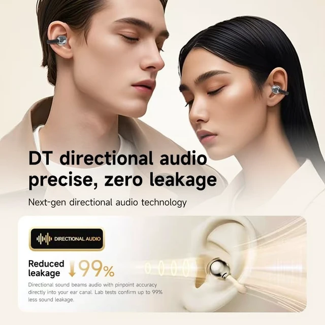 Alt view image 5 of 5 - LavChic A82 Clip-On Open Ear Earbuds, Wireless Bluetooth Headphones, Black