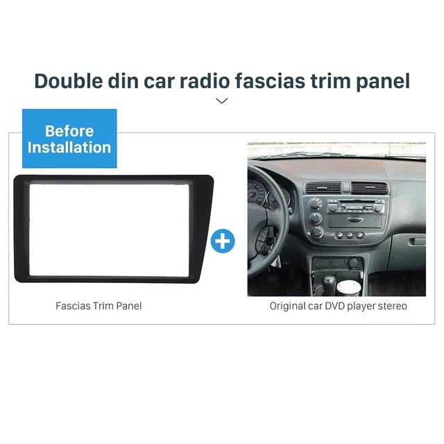 Alt view image 3 of 5 - Qiilu Double DIN Installation Dash Kit, 2 Din Radio Stereo Fascia Dash Frame Trim Replacement for 2001-2005 LHD