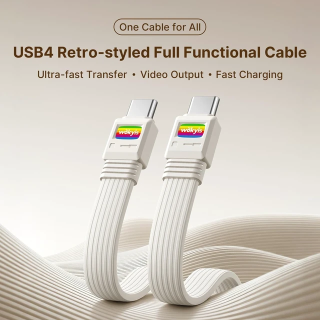 Alt view image 2 of 5 - WOKYIS 80Gbps USB4 Flat Cable, 3.3ft/1m, 240W Charging, 8K@60Hz Video, Compatible with Thunderbolt 5/4/3