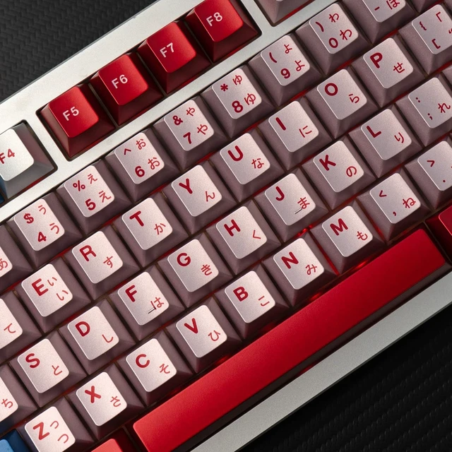 Alt view image 2 of 5 - Metal Paint PBT Keycaps, 122 Key Red Blue Retro Cherry Profile Keycaps Set