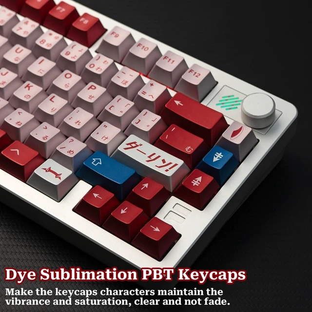 Alt view image 4 of 5 - Metal Paint PBT Keycaps, 122 Key Red Blue Retro Cherry Profile Keycaps Set