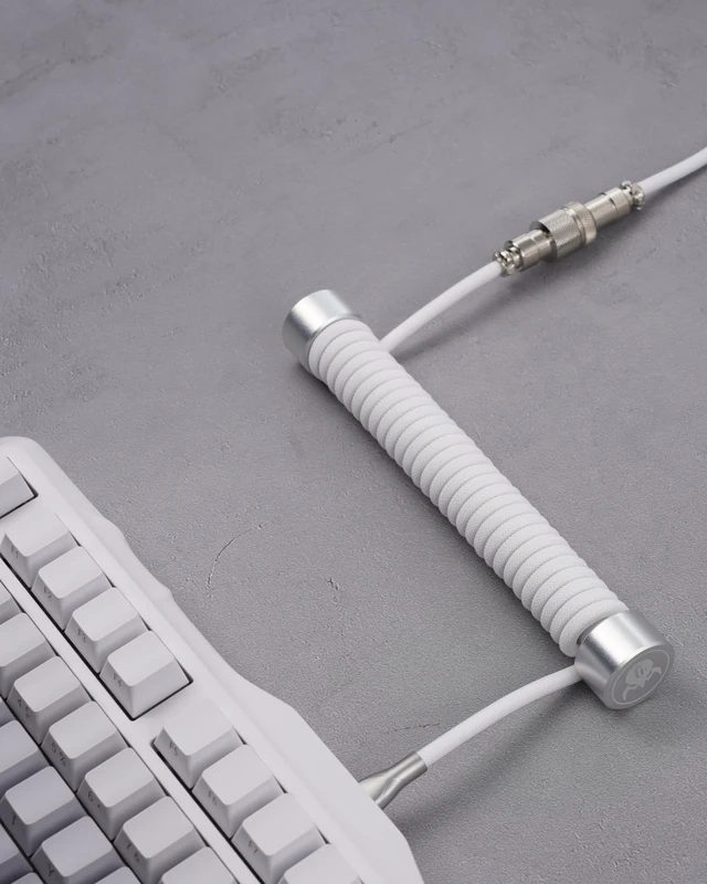 Alt view image 2 of 5 - GravaStar Coiled Aviator USB Cable, Suitable Mechanical Keyboard - White