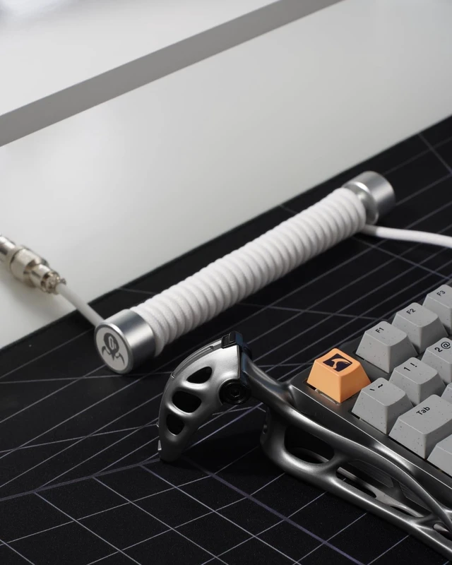 Alt view image 4 of 5 - GravaStar Coiled Aviator USB Cable, Suitable Mechanical Keyboard - White