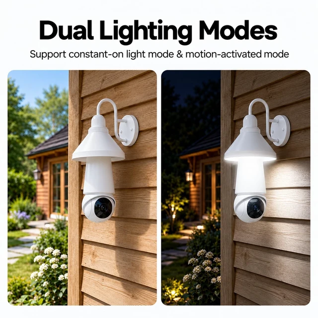 Alt view image 5 of 5 - Light Bulb Security Camera, 5G&2.4GHz WiFi Light Bulb Cameras Wireless Outdoor Indoor, 2 in 1 Lightbulb Camera for Home Security, 2K HD Color Night Vision, Smart AI Motion Detection, 911 Emerge