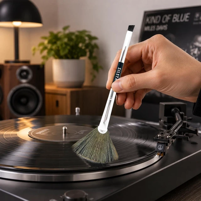 Alt view image 4 of 5 - Matrix Anti Static Overall Dual-Action Cleaning Brush -Conductive Hair Vinyl Record Cleaner Brush for Audio,Turntable,LP,CD and Stylus Needle