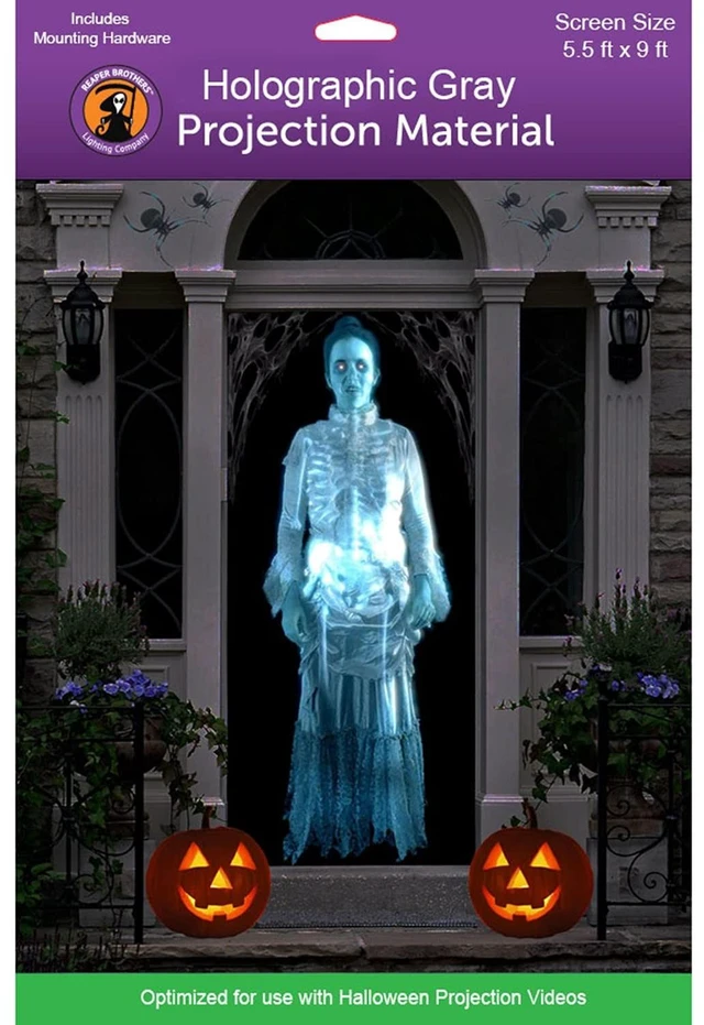 Main image of Holographic Rear Projection Screen with Mounting Hardware for Projecting Halloween Videos (5 ft x 9 ft Gray)