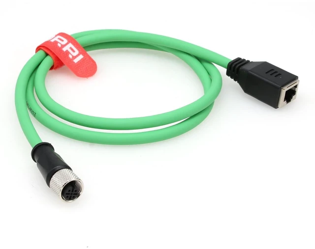 Main image of DRRI M12 4-pin D Code Female to RJ45 Female Ethernet Cat5E Cable for Profinet^^ EtherCAT^^ Ethernet/IP