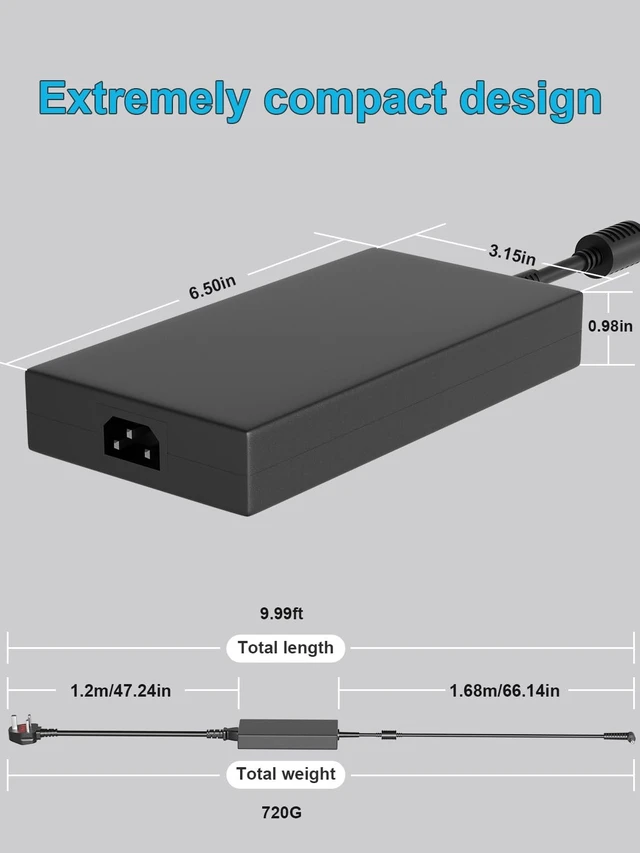 Alt view image 3 of 5 - HSXIRQA 230W 180W AC Charger Fit for Gigabyte Aorus 15 15G 15P 17 17G 5 AERO 15 16 17 5 15S GIGABYTE G5 G6 G7 G6X A7 A5 Gaming Laptop A17-230P1A A12-230P1A Replacement Power Supply A