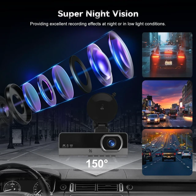 Alt view image 5 of 5 - NHOPEEW Dash Cam Front and Rear 4K 3 Channel with WiFi & APP Control