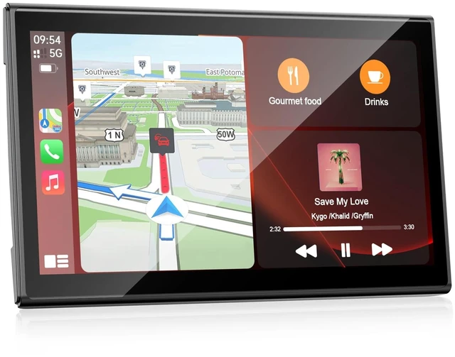 Main image of Topexplore 7" Wireless CarPlay Screen with Magnetic Mount & Android Auto