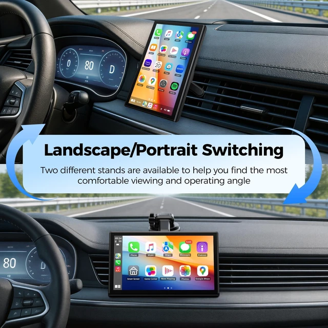 Alt view image 3 of 5 - Topexplore 7" Wireless CarPlay Screen with Magnetic Mount & Android Auto
