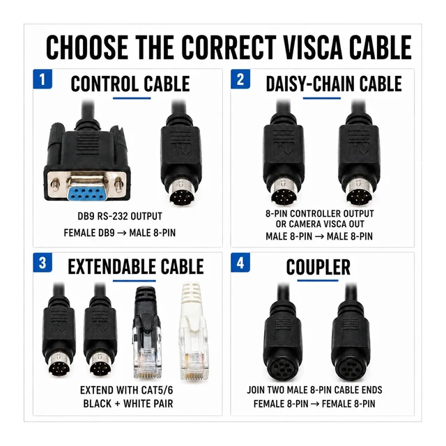 Alt view image 3 of 5 - Wirenest 75 ft VISCA Control Cable, DB9 Female to 8-Pin Mini-DIN Male