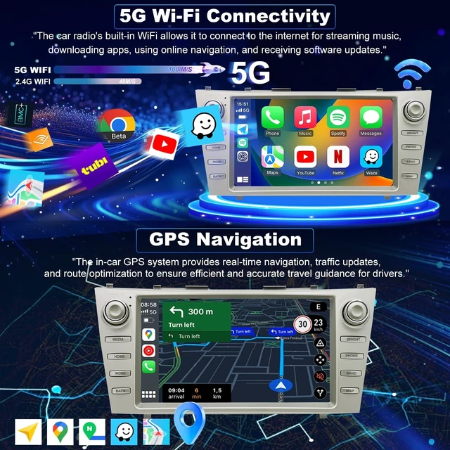 Alt view image 4 of 5 - 64G 5GWiFi Upgrade Android Car Radio for Toyota Camry 2007 2008 2009 2010 2011, Head Unit HD 9inch Touch Screen Car Stereo Wireless Carplay Android Auto Bluetooth GPS Navigation SWC FM Backup C