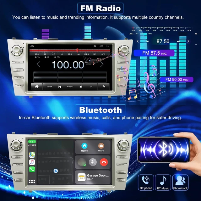 Alt view image 5 of 5 - 64G 5GWiFi Upgrade Android Car Radio for Toyota Camry 2007 2008 2009 2010 2011, Head Unit HD 9inch Touch Screen Car Stereo Wireless Carplay Android Auto Bluetooth GPS Navigation SWC FM Backup C