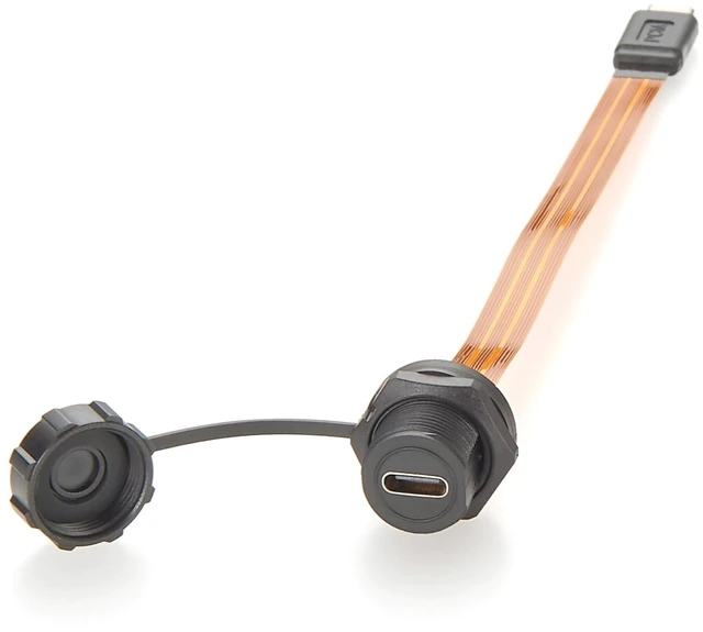 Main image of IP67 USB 3.1 Type-C Male to Female Extension Cable 10Gbps Flush Panel Mount USB 3.1 Gen2 C FPC Ribbon Flat Slim Cable 100W for Data Transfer Charging, Cabinet, Embedded PC, Automation(0.2m)