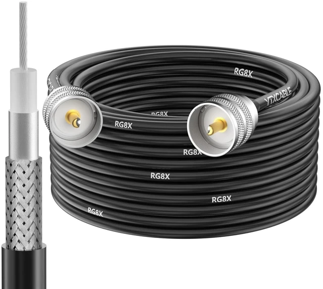 Main image of YTXCABLE RG8X Coaxial Cable Optional, PL-259 Male UHF Connector Jumper Cable, Low Loss 50 Ohm for CB HAM Radio, HF VHF Radio, Antenna Analyzer, SWR Meter (PL259 to PL259 RG8x, 50FT)