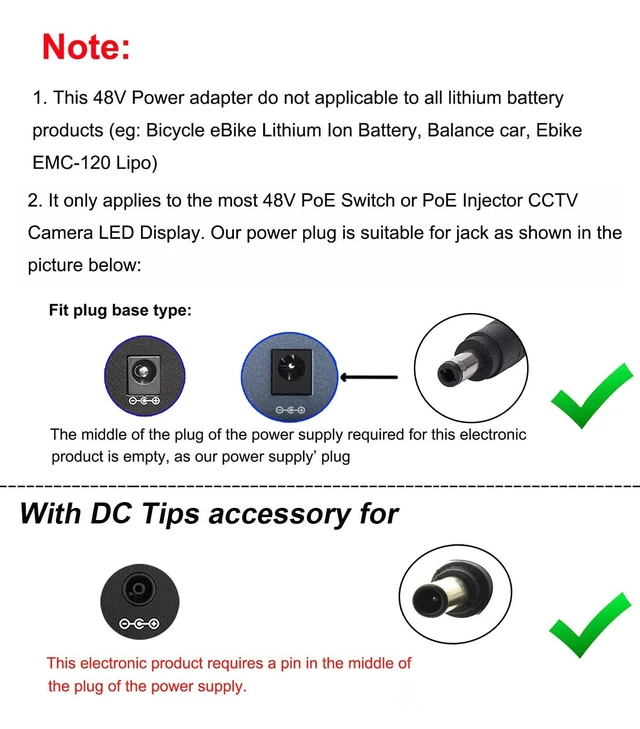 Alt view image 3 of 5 - COOLM 48V 3A Power Adapter 144W AC DC 48V3A for the PoE Switch Injector