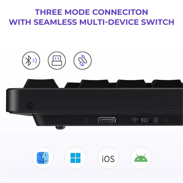 Alt view image 3 of 5 - XVX L75 Air 75% Low Profile Wireless Mechanical Keyboard, Hot-Swap, Black