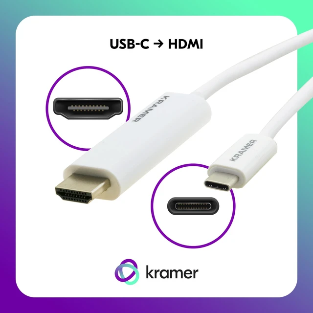 Alt view image 2 of 5 - Kramer USB-C to HDMI Adapter Cable C-USBC/HM-10, 10 ft, 4K@60Hz, Video Only
