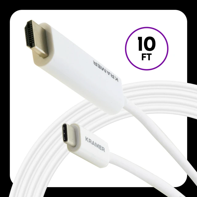 Alt view image 3 of 5 - Kramer USB-C to HDMI Adapter Cable C-USBC/HM-10, 10 ft, 4K@60Hz, Video Only