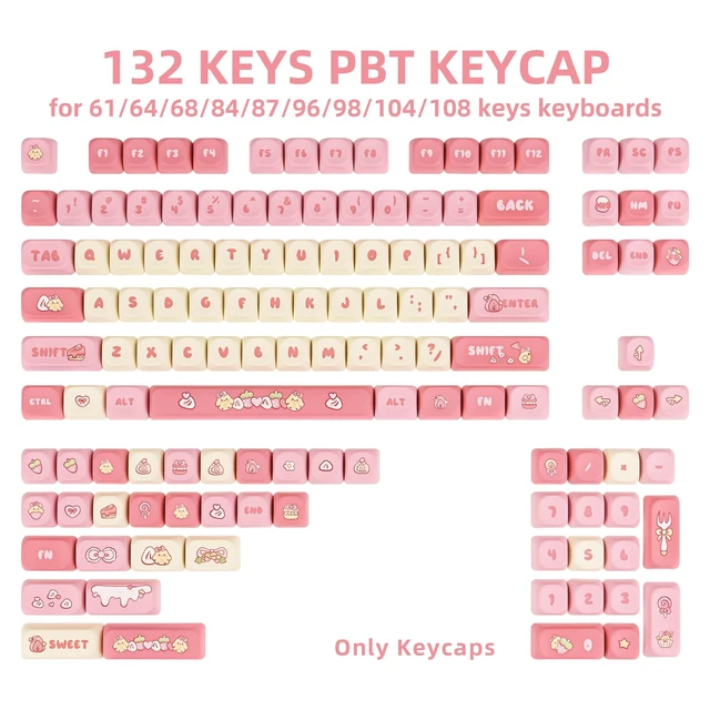Alt view image 2 of 5 - ZERRIOY 130-Key PBT Dye-Sublimation Cute Strawberry Chick Theme Keycaps