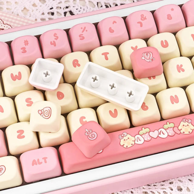 Alt view image 5 of 5 - ZERRIOY 130-Key PBT Dye-Sublimation Cute Strawberry Chick Theme Keycaps