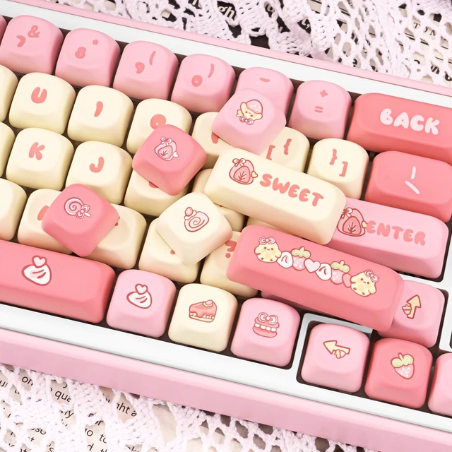 Alt view image 4 of 5 - ZERRIOY 130-Key PBT Dye-Sublimation Cute Strawberry Chick Theme Keycaps