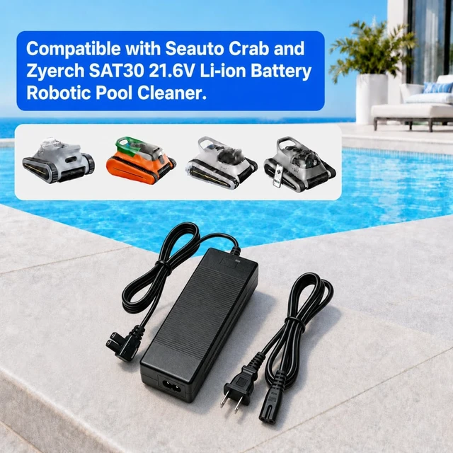 Alt view image 2 of 5 - 26V Adapter Charger for Seauto Crab CR & Zyerch SAT30 Robotic Pool Cleaner