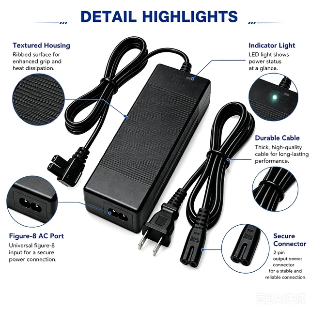 Alt view image 5 of 5 - 26V Adapter Charger for Seauto Crab CR & Zyerch SAT30 Robotic Pool Cleaner