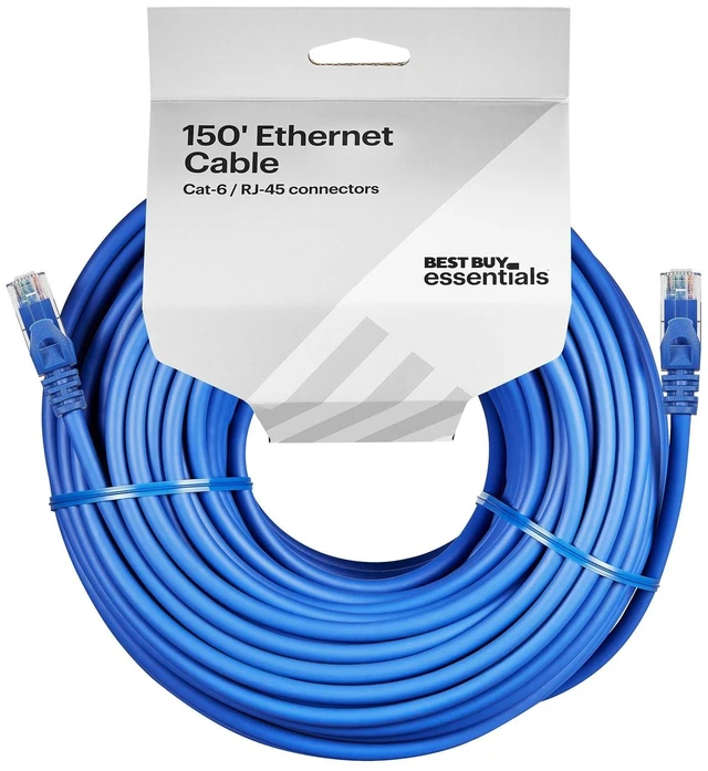 Main image of Best Buy Essentials Networking Accessories USB & USB-C to Ethernet Adapters, Ethernet Cables, Cords for Home, Office, and Gaming (150 ft Cat 6 Ethernet Cable)
