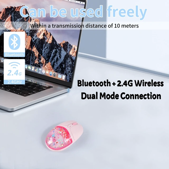 Alt view image 2 of 5 - Bluetooth Wireless Mouse,Creative Floating Cartoon Pig Animal Mice,RGB Backlit Rechargeable Triple Mode(Dual Bluetooth+USB) Computer Silent Mouse with USB Receiver for Laptop/MacBook/iPad/PC (p