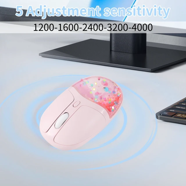 Alt view image 5 of 5 - Bluetooth Wireless Mouse,Creative Floating Cartoon Pig Animal Mice,RGB Backlit Rechargeable Triple Mode(Dual Bluetooth+USB) Computer Silent Mouse with USB Receiver for Laptop/MacBook/iPad/PC (p